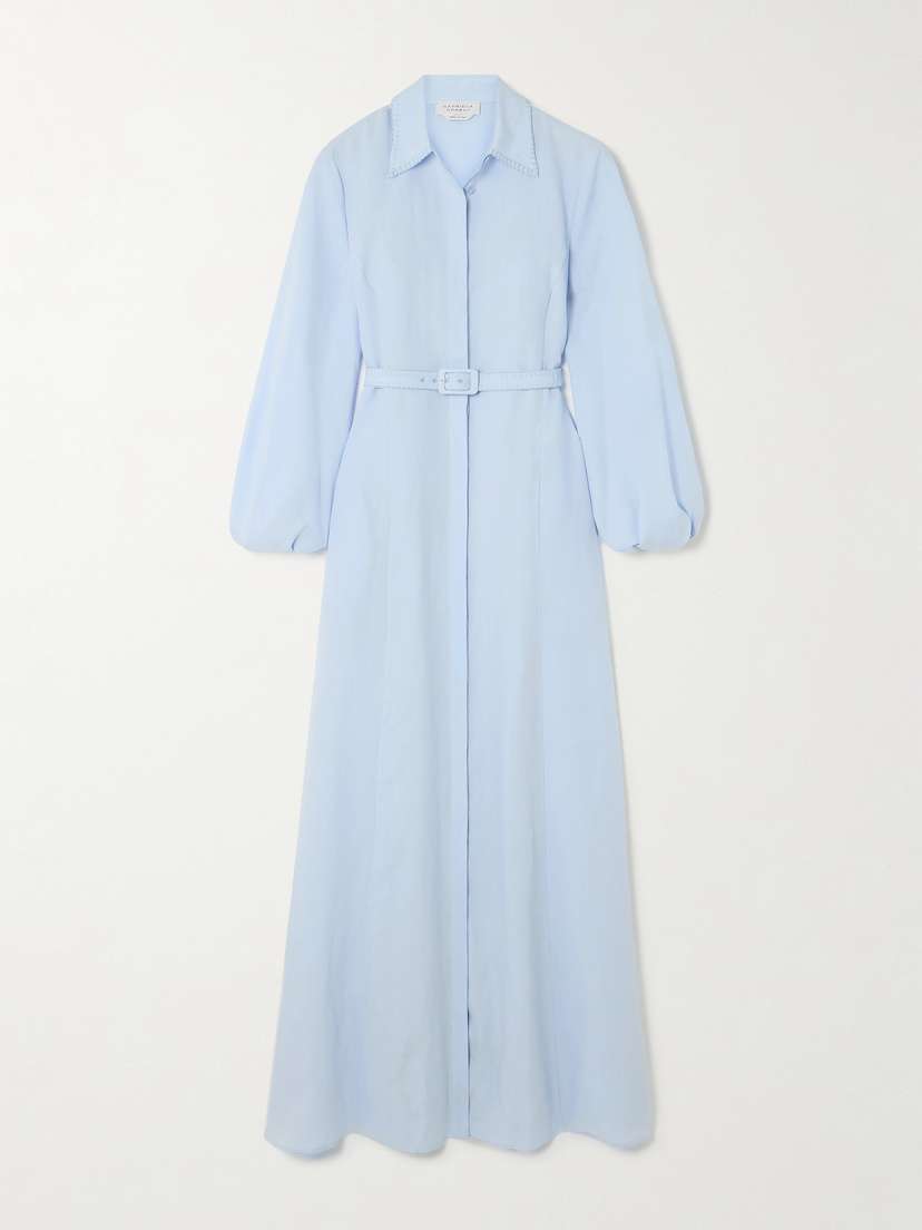Gabriela Hearst Breton Belted Linen Maxi Shirt Dress
