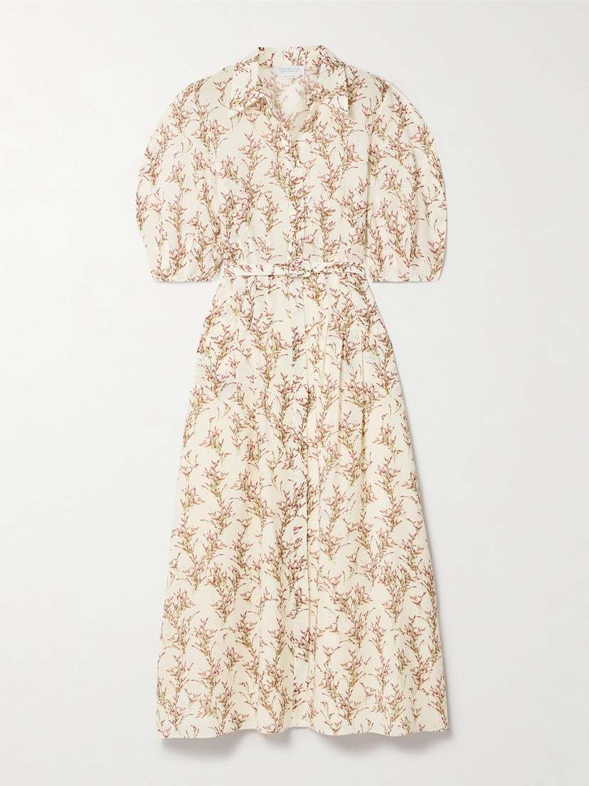 Gabriela Hearst Maude Belted Printed Wool-gauze Midi Dress