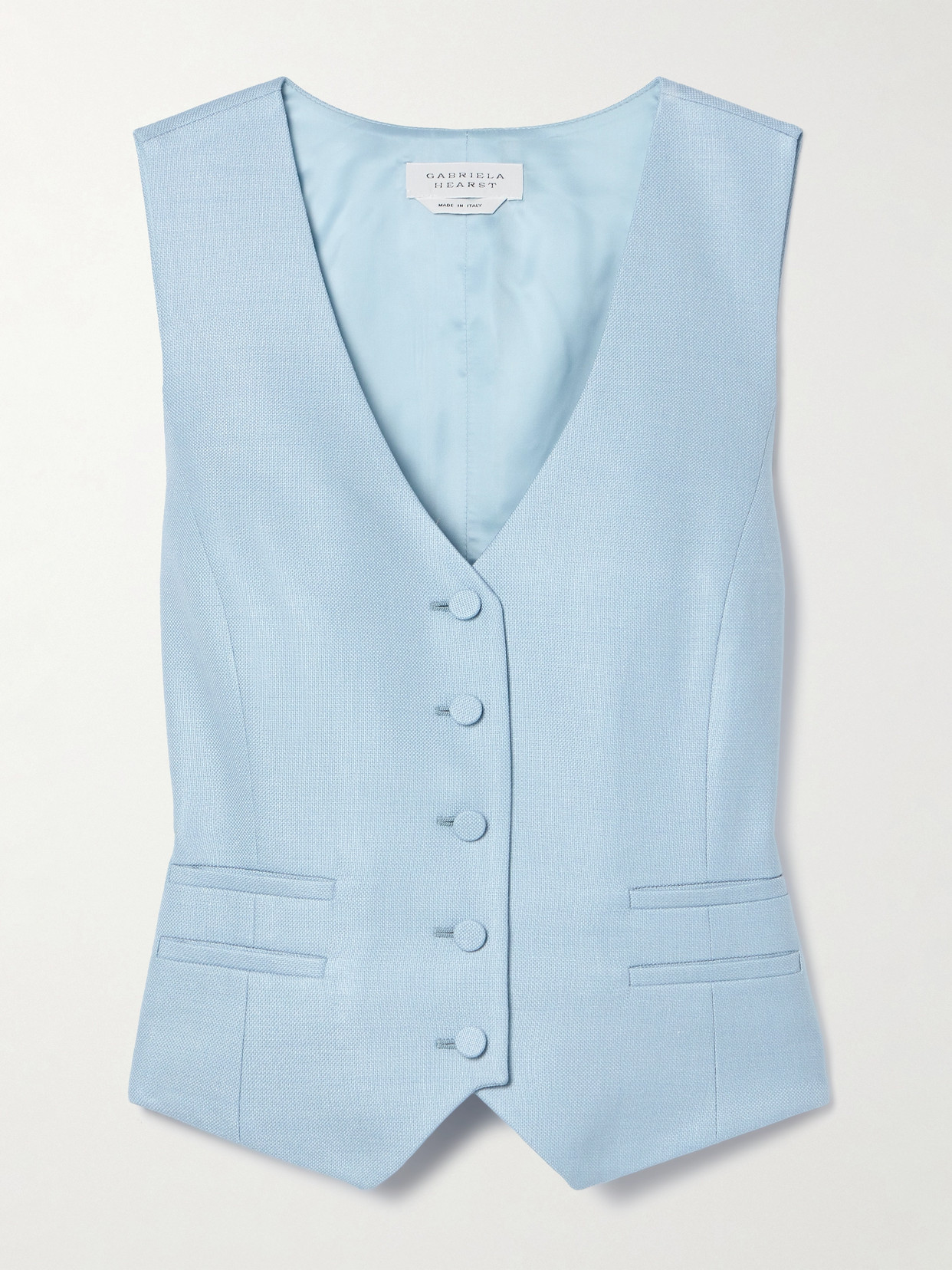 Gabriela Hearst Coleridge Wool, Silk And Linen-blend Vest In Blue
