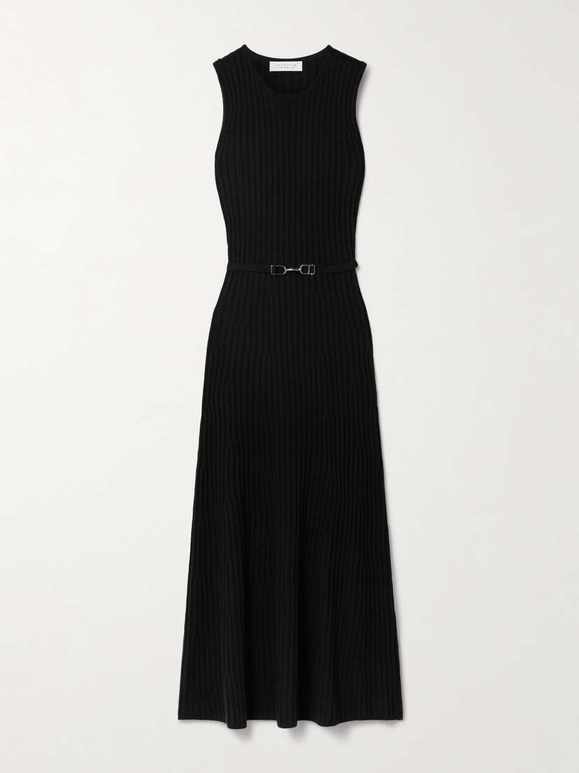 Gabriela Hearst Meier Belted Ribbed Wool And Cashmere-blend Midi Dress