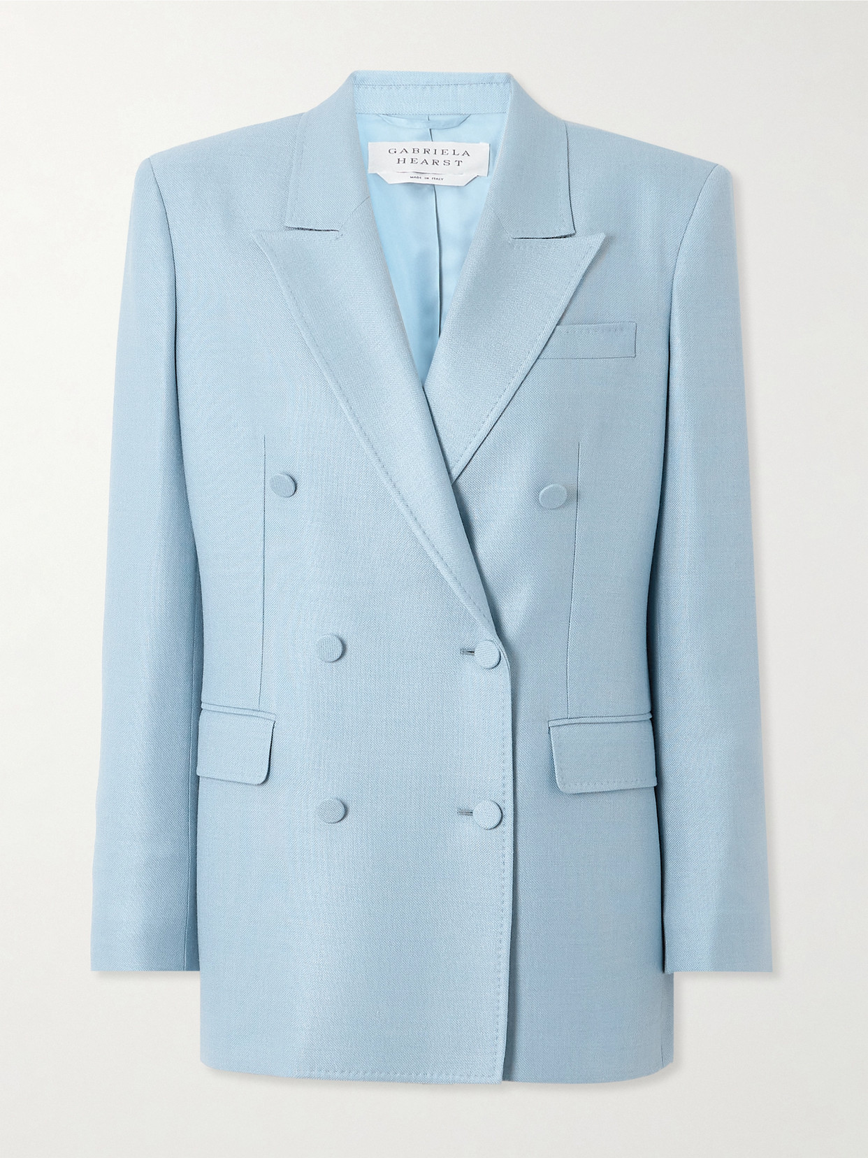 Gabriela Hearst Gavin Double-breasted Silk And Wool-blend Blazer In Blue