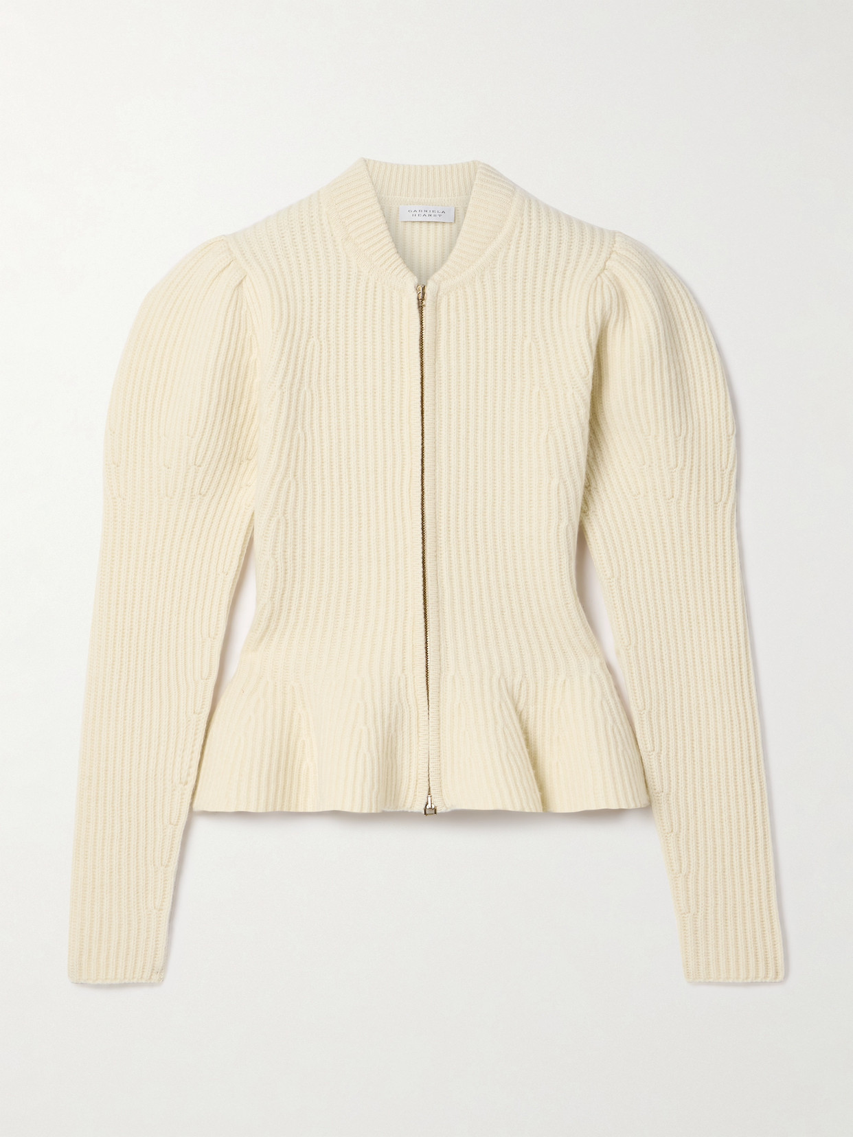 Gabriela Hearst Carrol Ribbed Wool And Cashmere-blend Peplum Cardigan In Ivory
