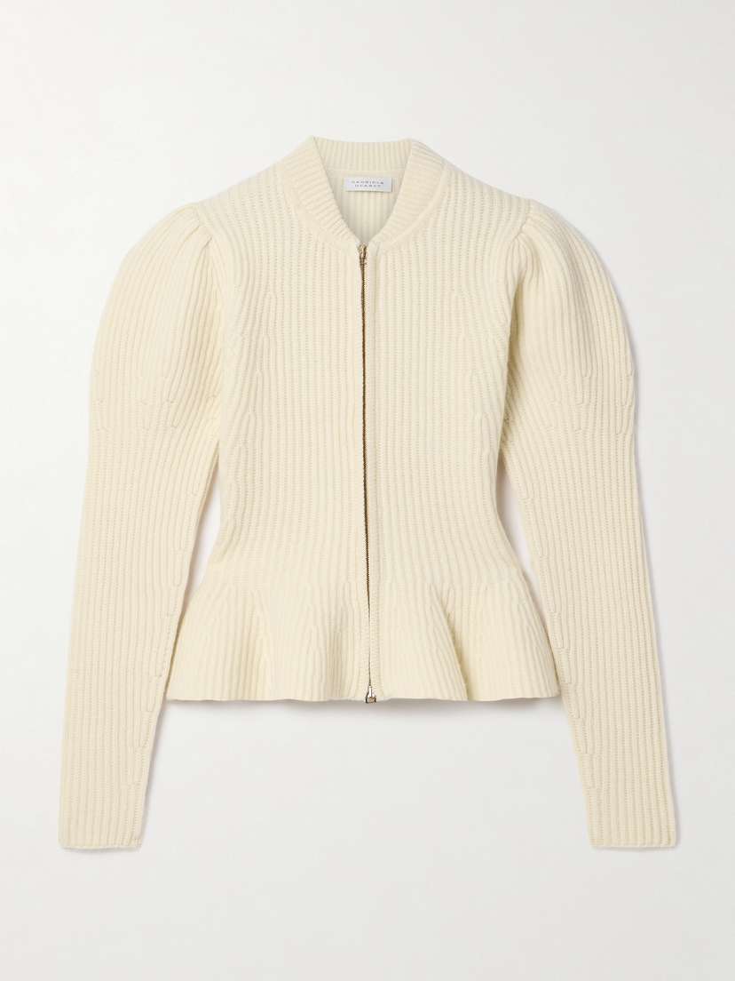 Gabriela Hearst Carrol Ribbed Wool And Cashmere-blend Peplum Cardigan