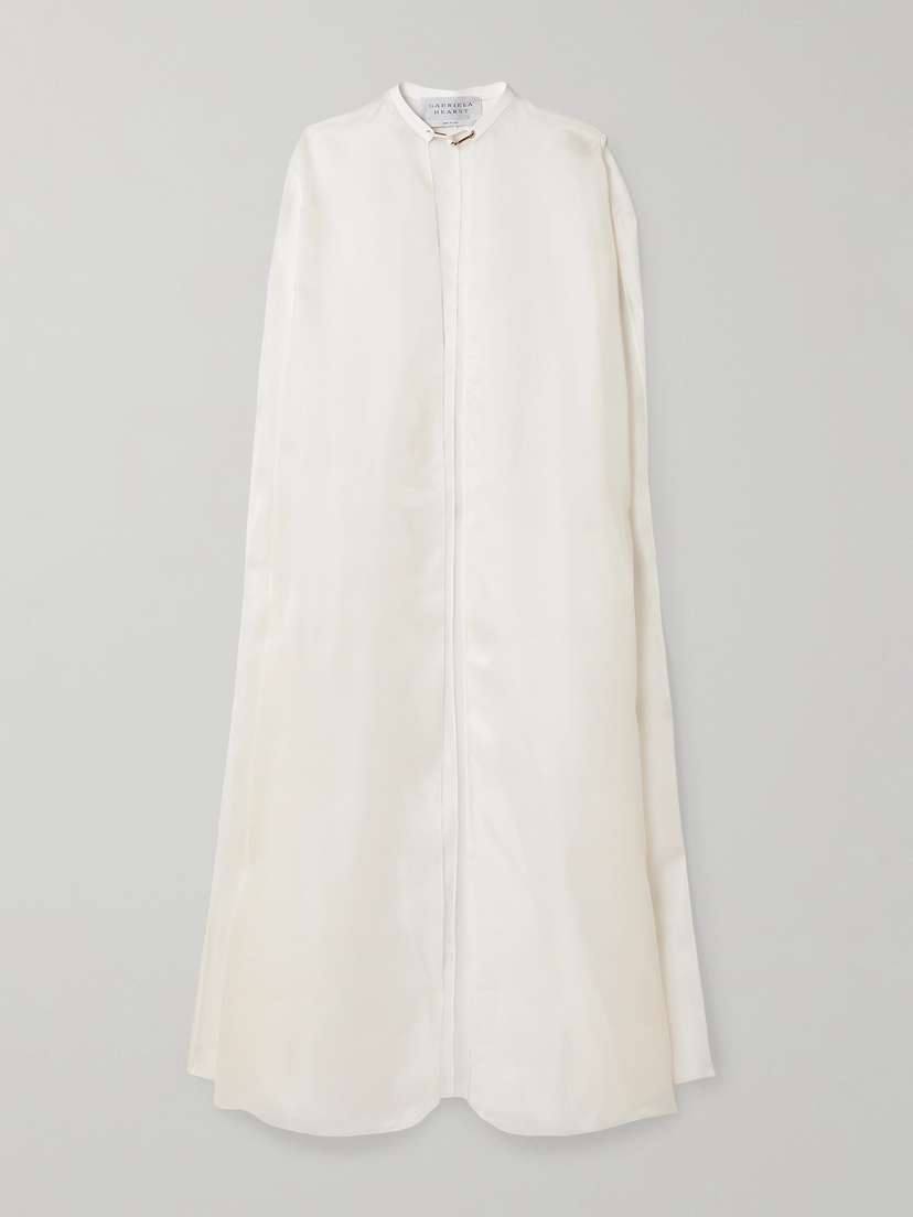 Gabriela Hearst Rowena Leather-trimmed Silk-organza Cape
