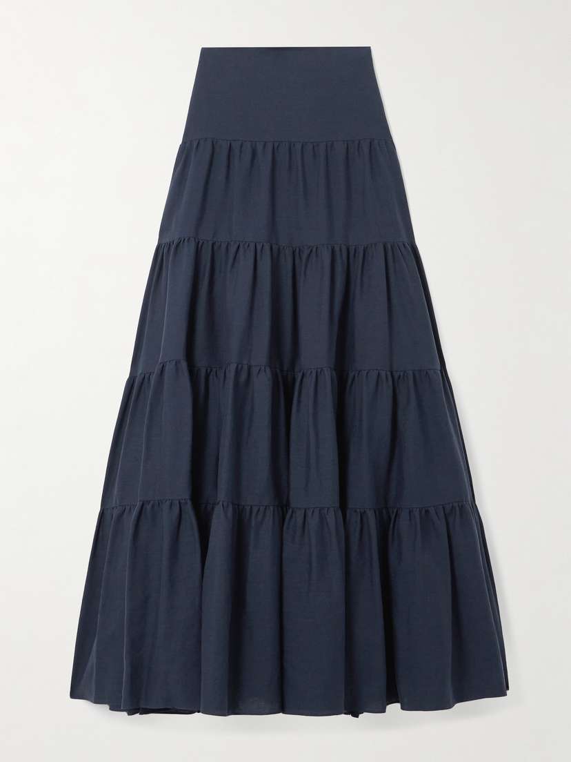 Gabriela Hearst Morse Tiered Linen Maxi Skirt