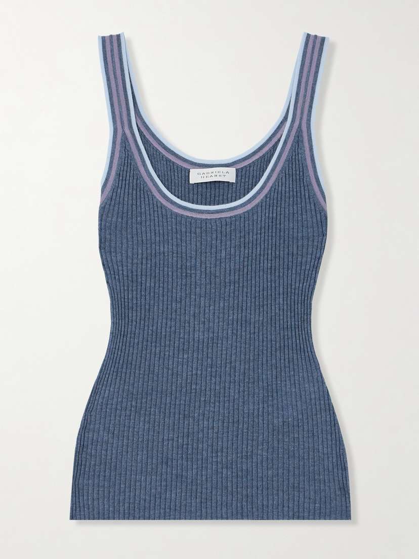 Gabriela Hearst Chen Ribbed-knit Striped Cashmere And Silk-blend Tank