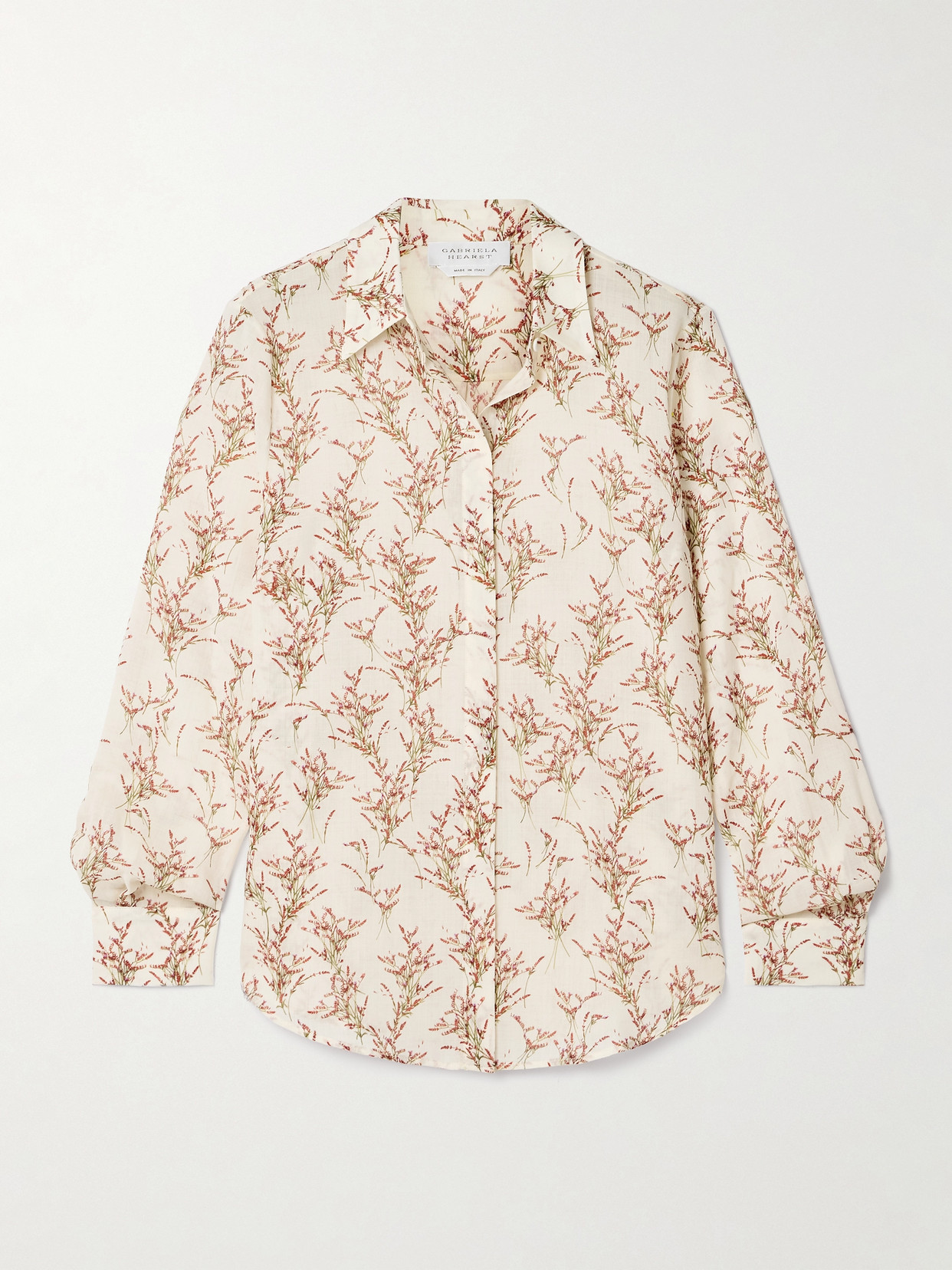 Shop Gabriela Hearst Henri Floral-print Wool-gauze Blouse In Ivory