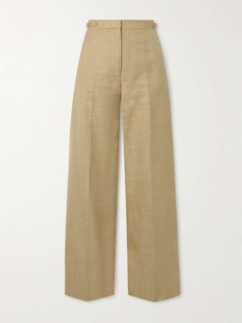 Gabriela Hearst Vesta Pleated Wool, Silk And Linen-blend Straight-leg Pants