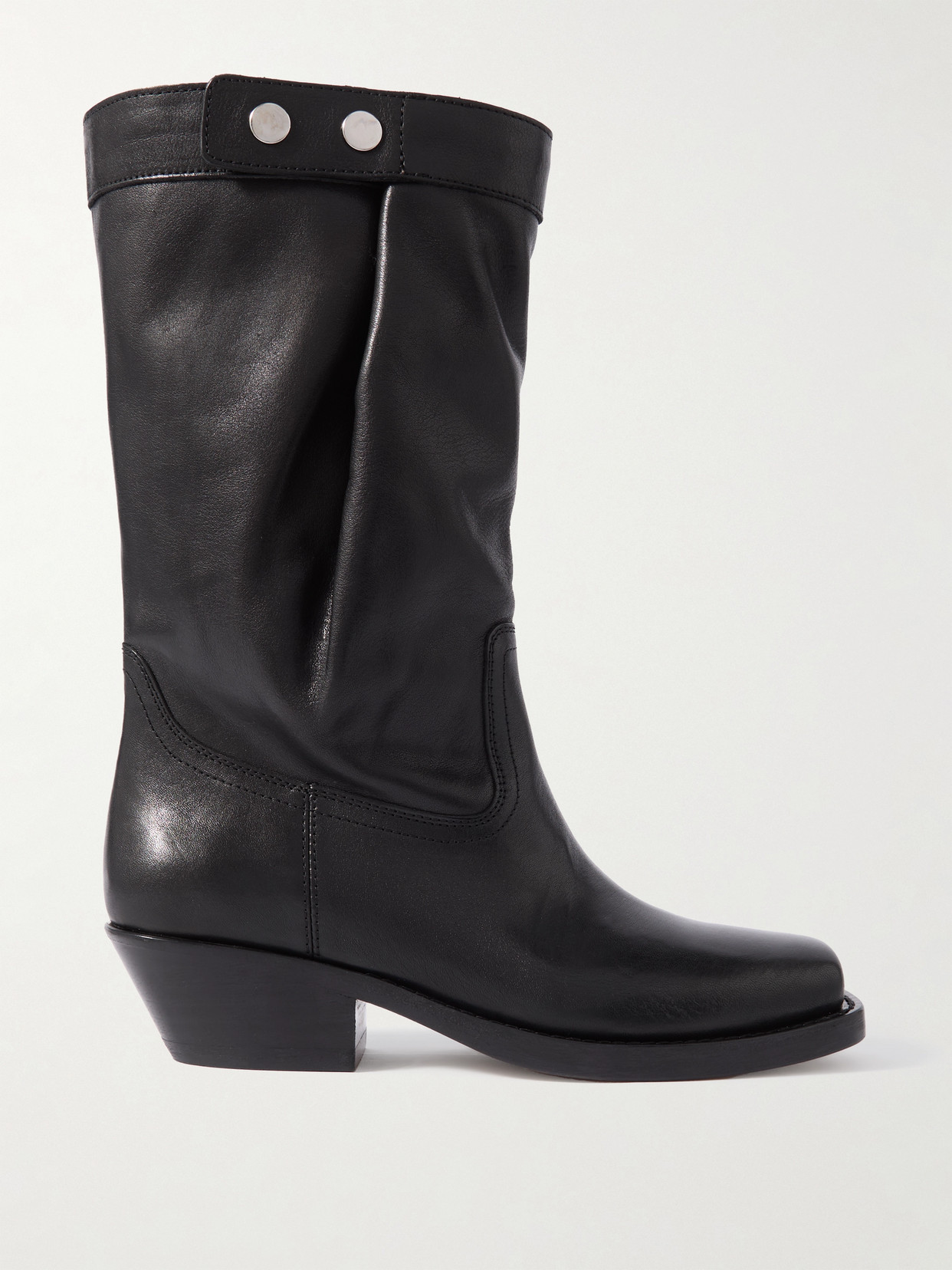 Isabel Marant 'ademe' Black Biker Boots With Buttons In Black