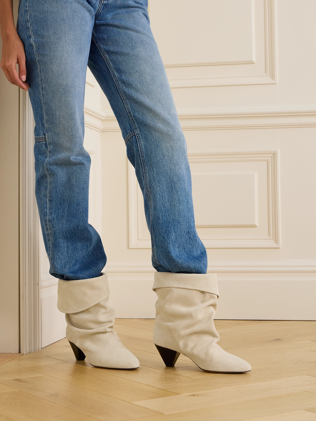 Isabel Marant Ryska Suede Ankle Boots In Off-white