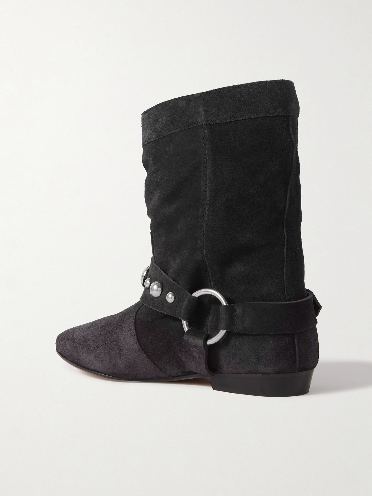 Isabel Marant Stania Studded Suede Ankle Boots In Black