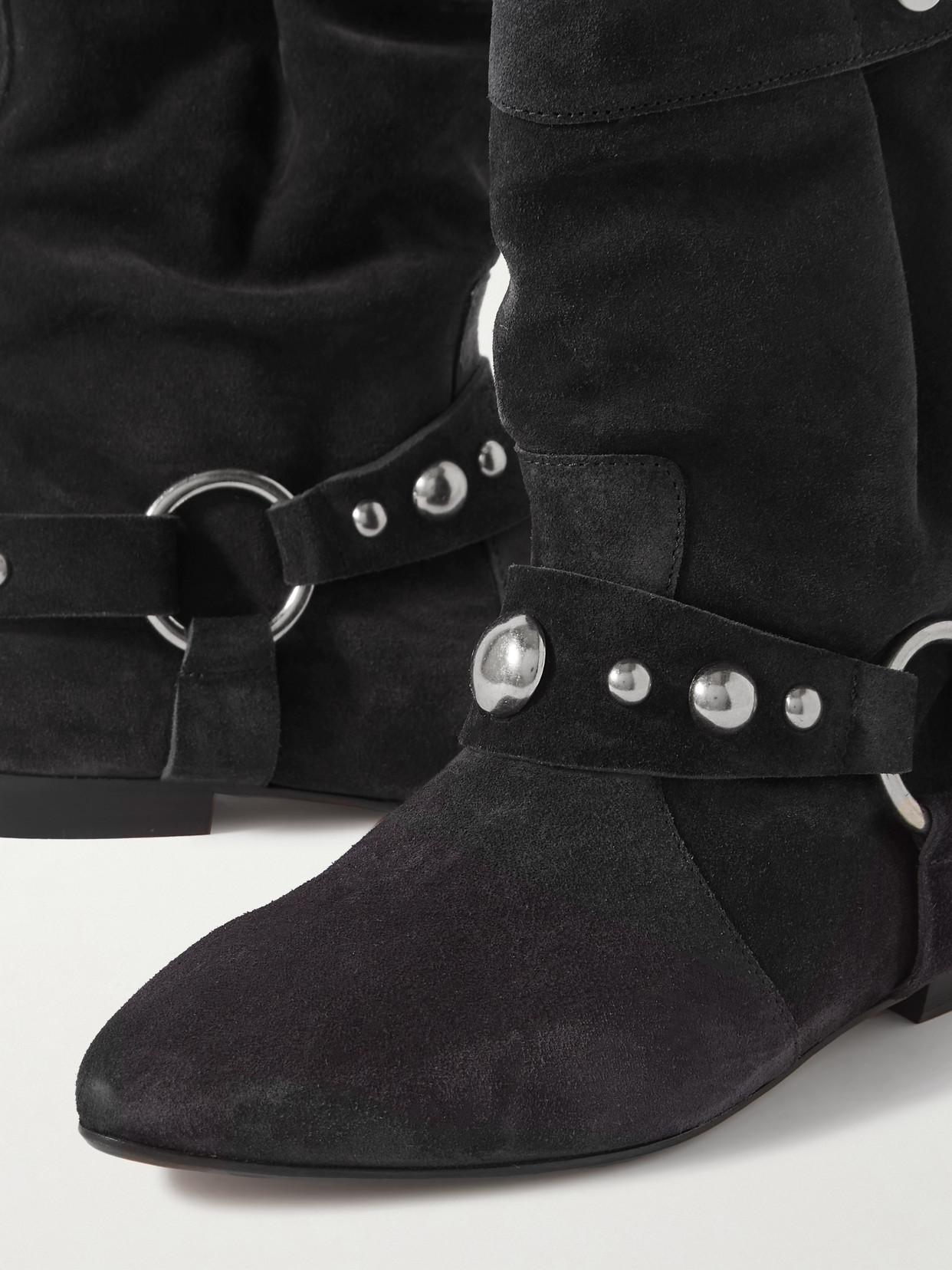 Isabel Marant Stania Studded Suede Ankle Boots In Black