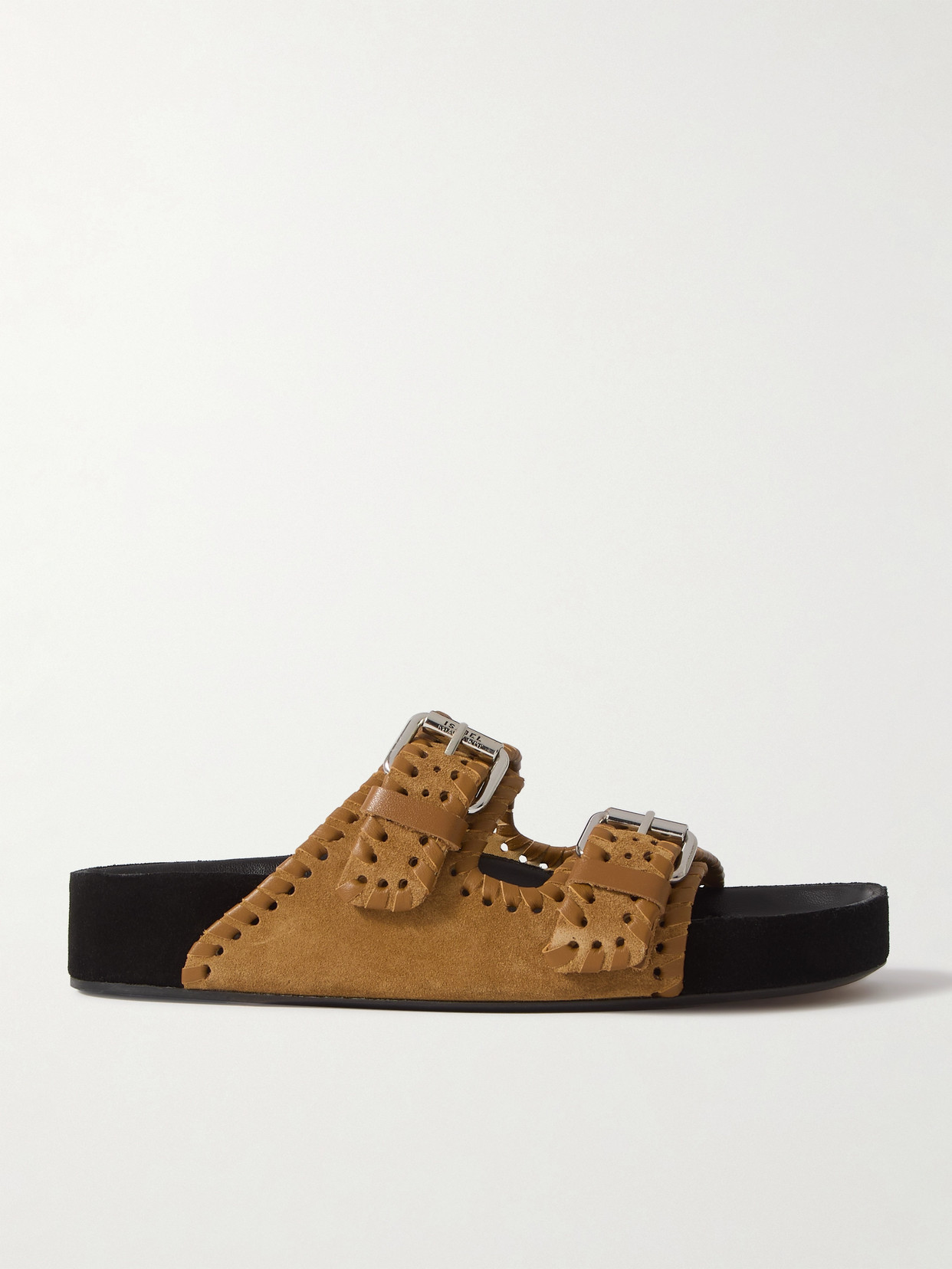 Isabel Marant Lennyo Leather-trimmed Suede Slides In Brown