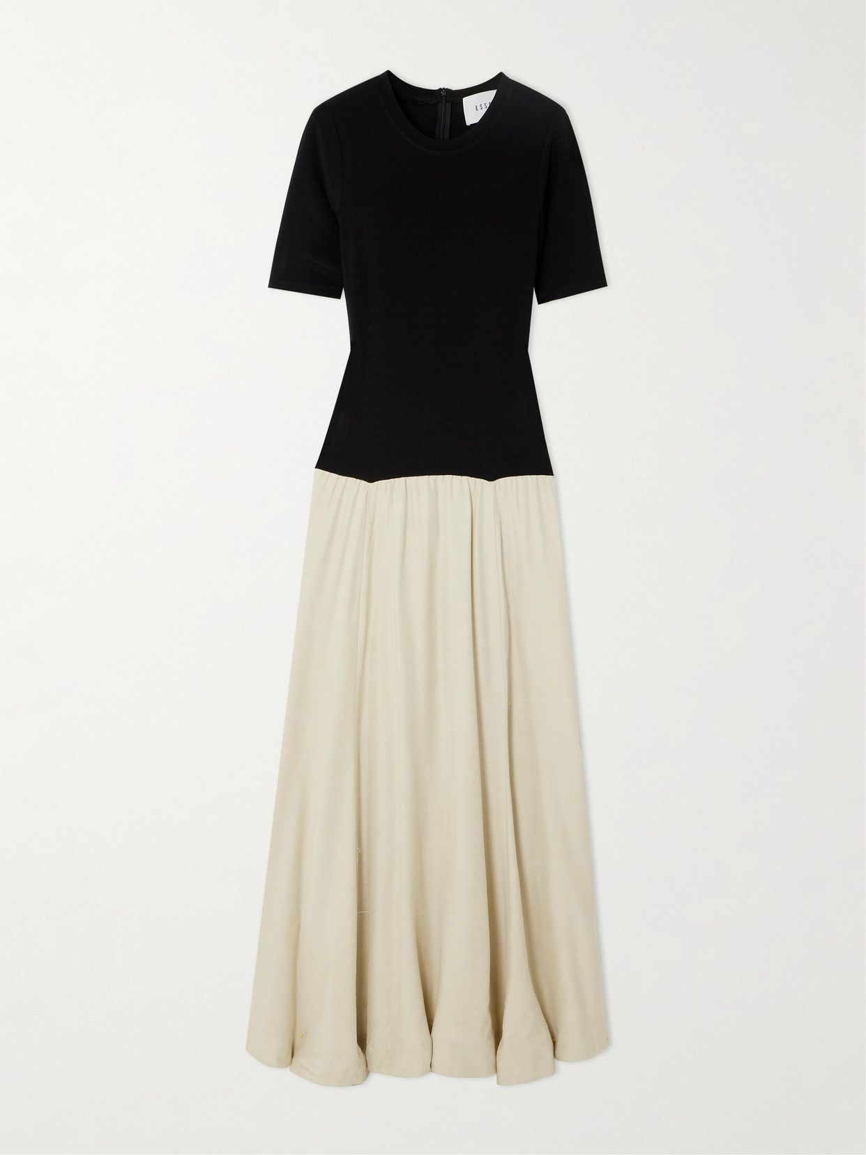 Esse Studios + Net Sustain Tee Duo Two-tone Stretch-knit And Organic Cotton-poplin Maxi Dress In Neutrals