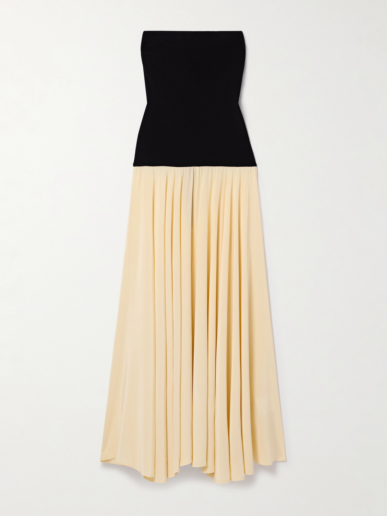 Esse Studios Strapless Jersey And Silk-crepe Maxi Dress In Neutrals