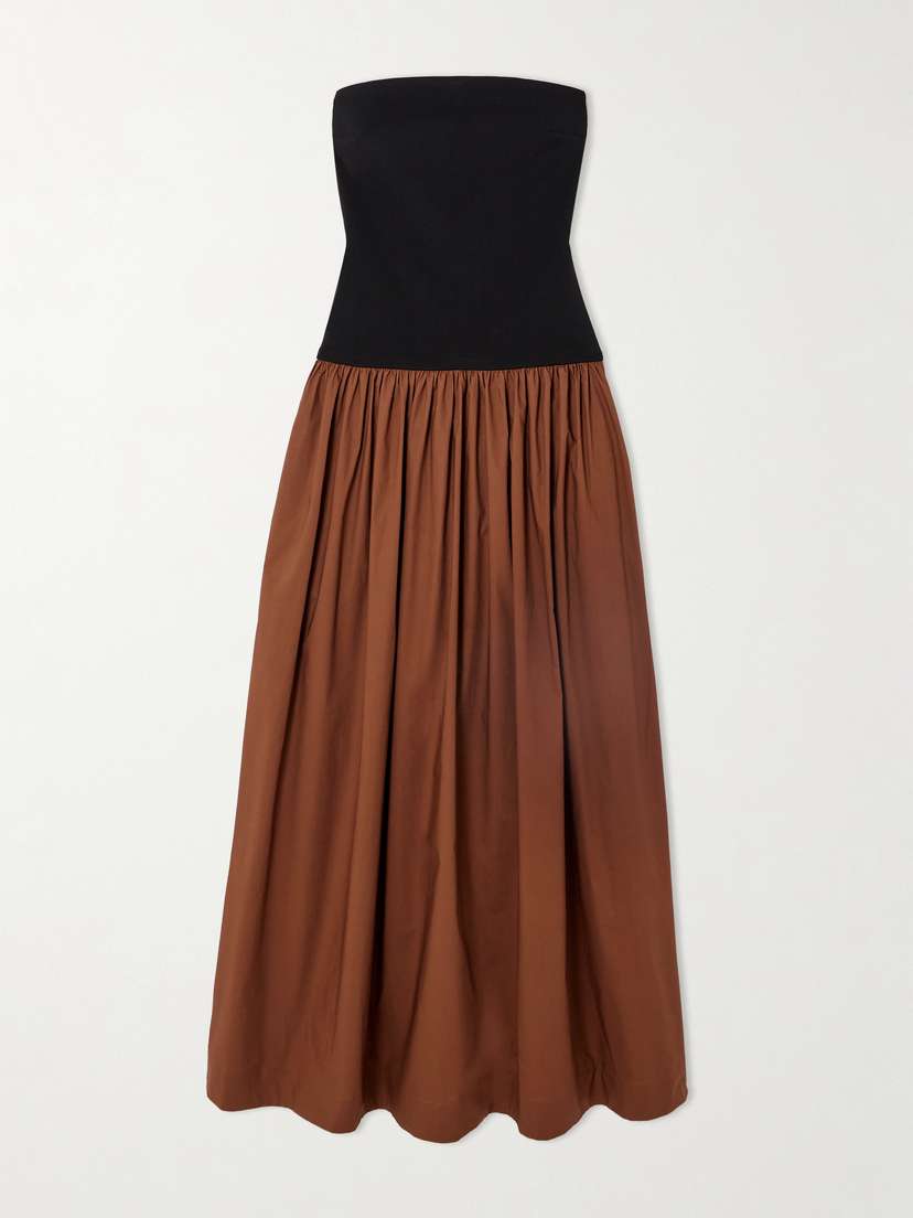 ESSE Studios Strapless Stretch-knit And Organic Cotton-poplin Maxi Dress - UK 14