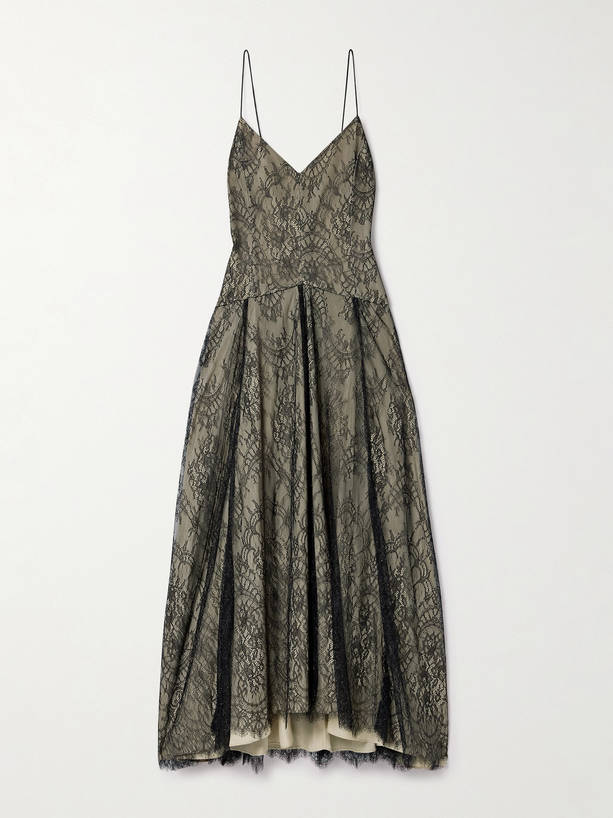 ESSE Studios - Solace Gathered Metallic Lace Midi Dress - Black