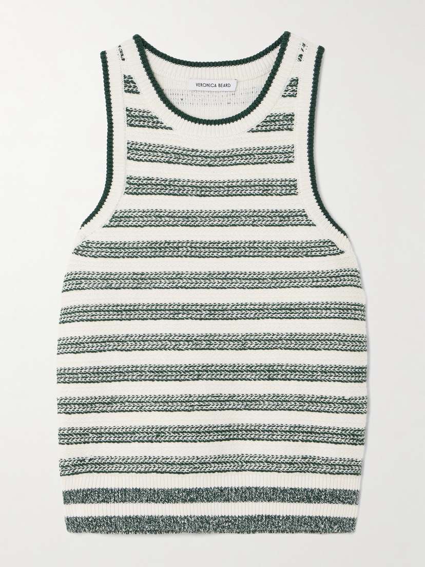 Veronica Beard Jerrel Striped Linen-blend Tank