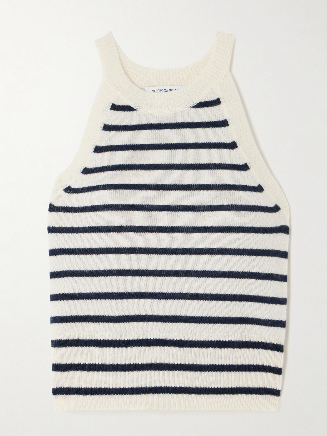 Veronica Beard Myrick Stripes Cashmere Tank In White