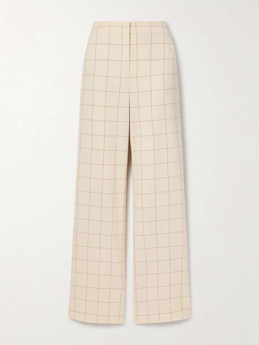 Veronica Beard Tonelli Checked Grain De Poudre Wide-leg Pants - US0
