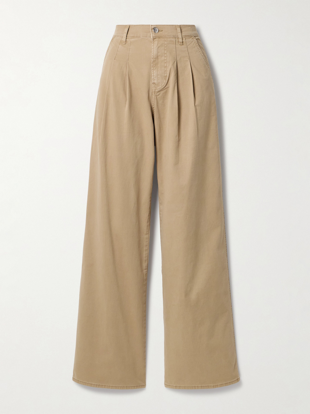Veronica Beard Mia Pleated Cotton-blend Twill Wide-leg Trousers In Neutrals
