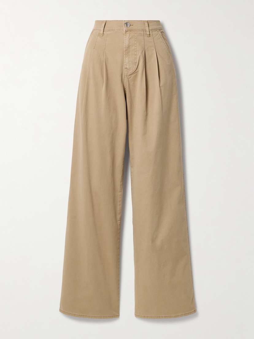 Veronica Beard Mia Pleated Cotton-blend Twill Wide-leg Pants