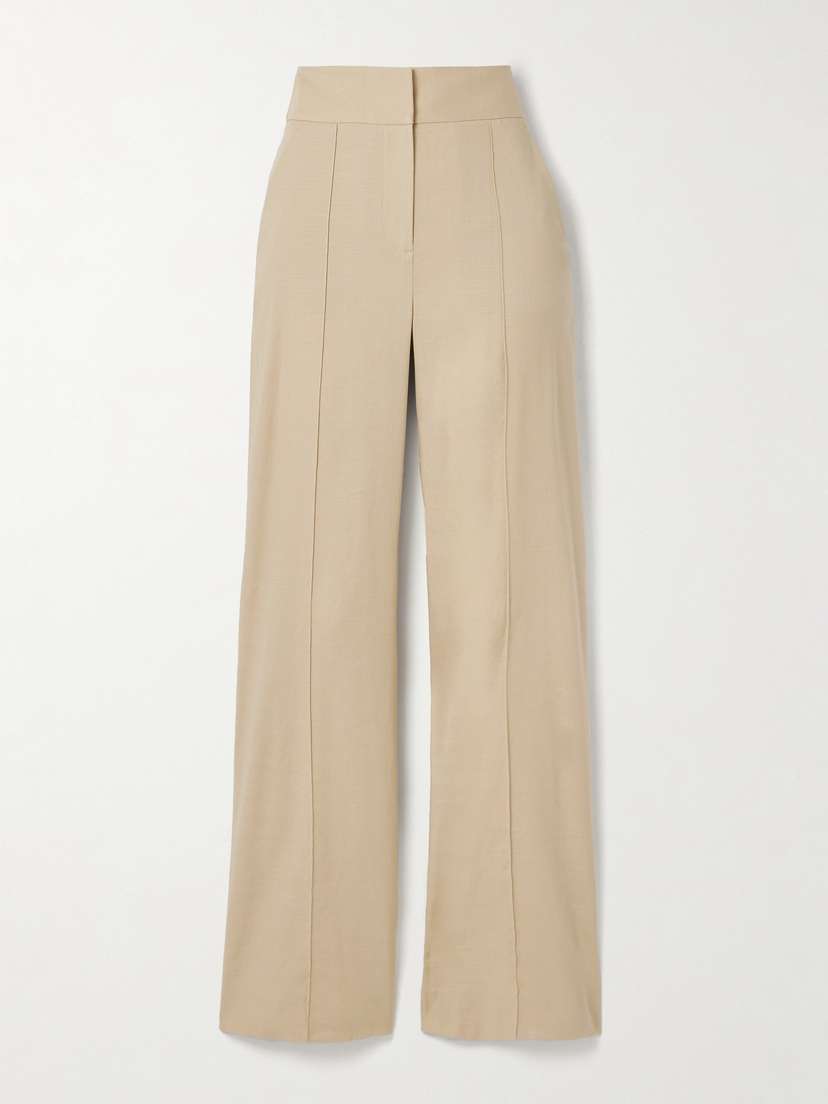 Veronica Beard Cruz Linen-blend Wide-leg Pants