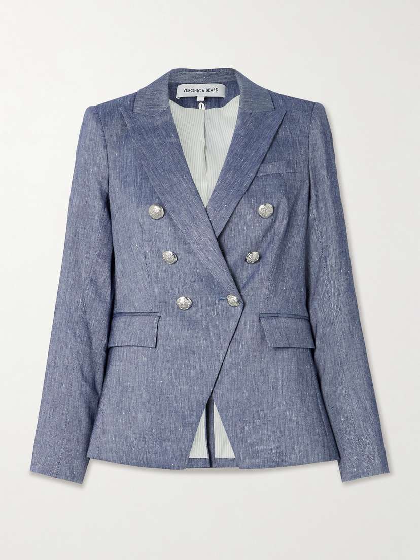 Veronica Beard Miller Dickey Double-breasted Linen-blend Blazer
