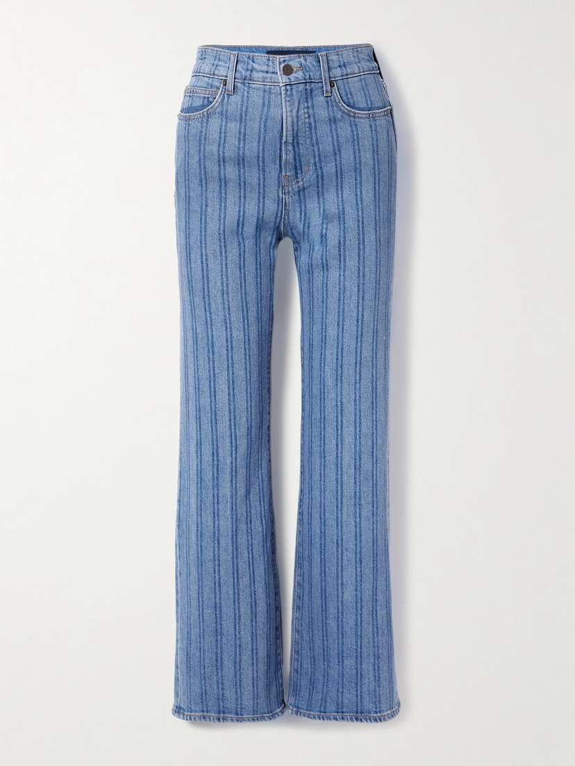 Veronica Beard Crosbie Striped High-rise Wide-leg Jeans