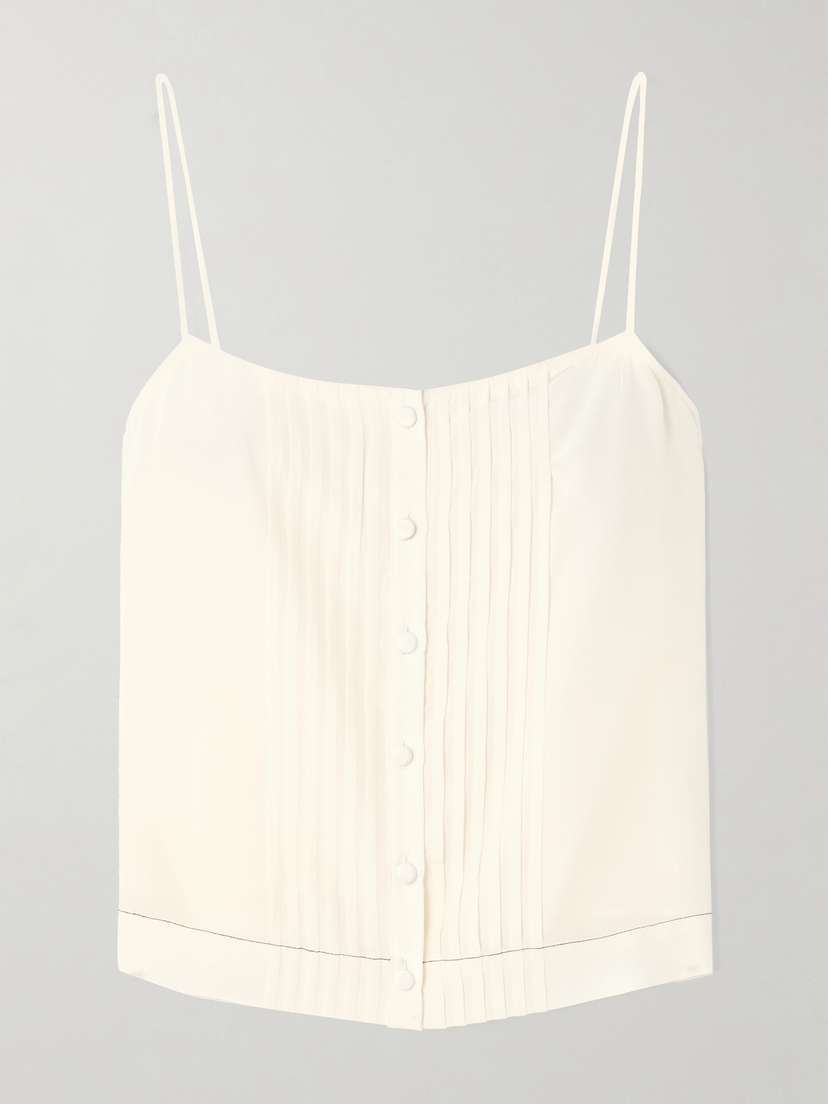 La Ligne Pintucked Silk Camisole - x large