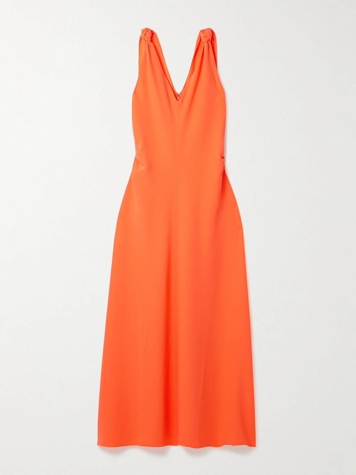 La Ligne Knotted Crepe Midi Dress In Orange