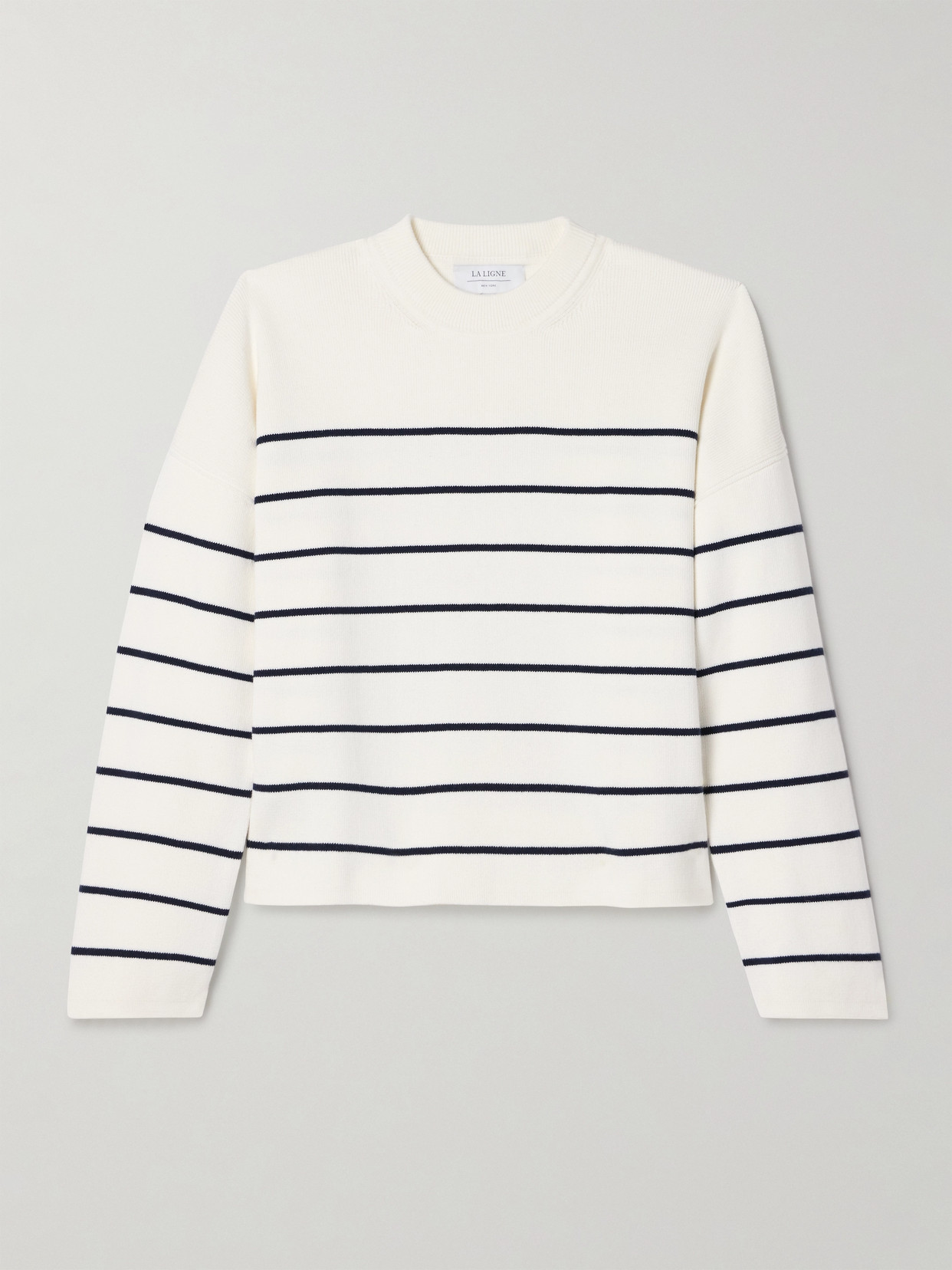 La Ligne Leo Striped Cotton Sweater In Cream