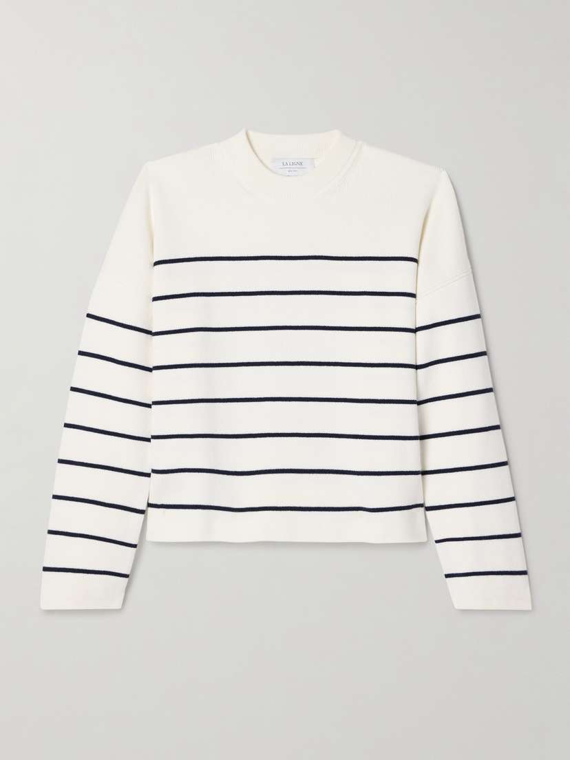 La Ligne Leo Striped Cotton Sweater - x large