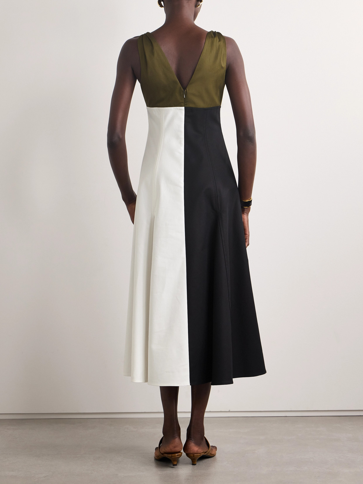 La Ligne Christine Color-block Cotton-blend Midi Dress In Multi