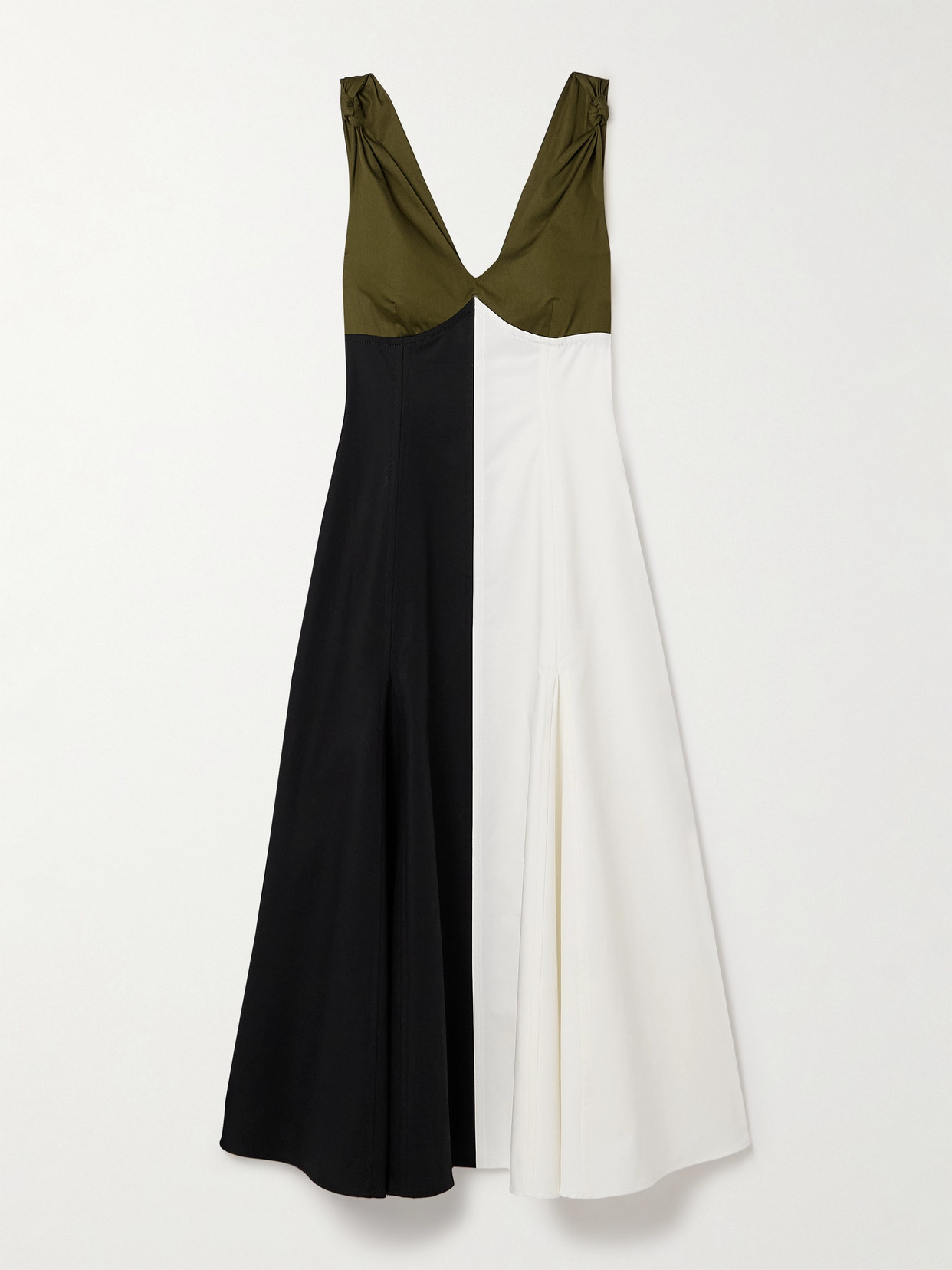 La Ligne Christine Colour-block Cotton-blend Midi Dress In Multi