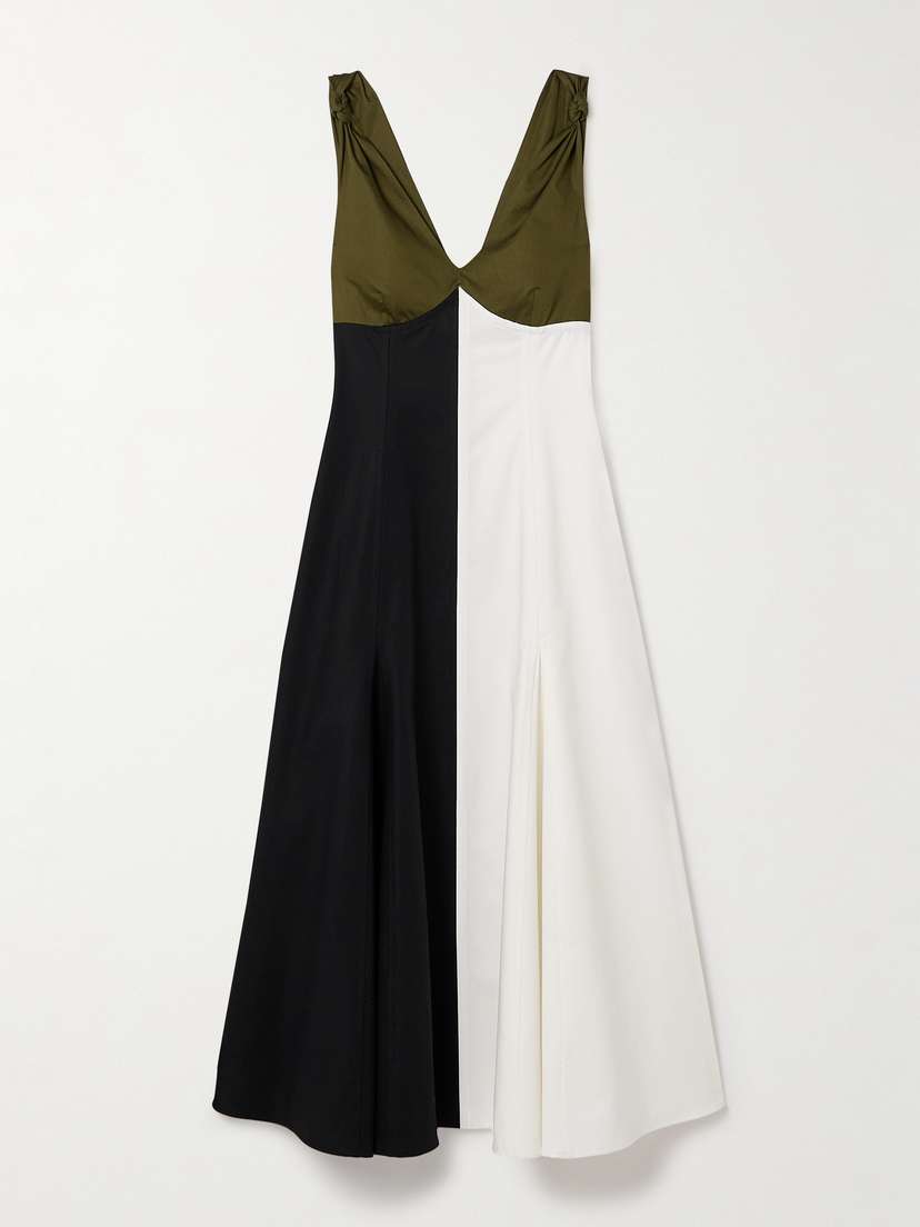 La Ligne Christine Color-block Cotton-blend Midi Dress