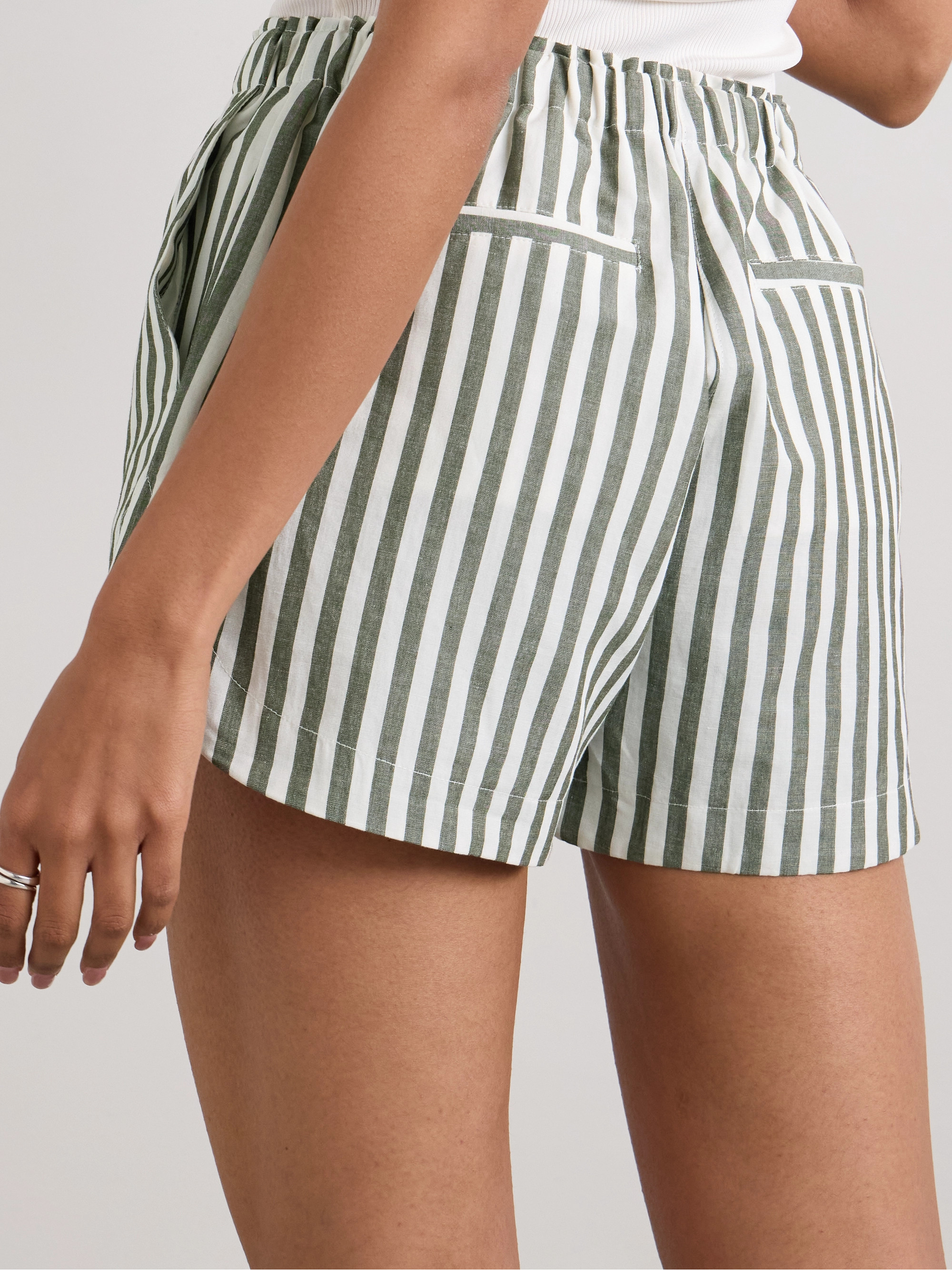 La Ligne Macaulay striped cotton and linen-blend shorts thumbnail