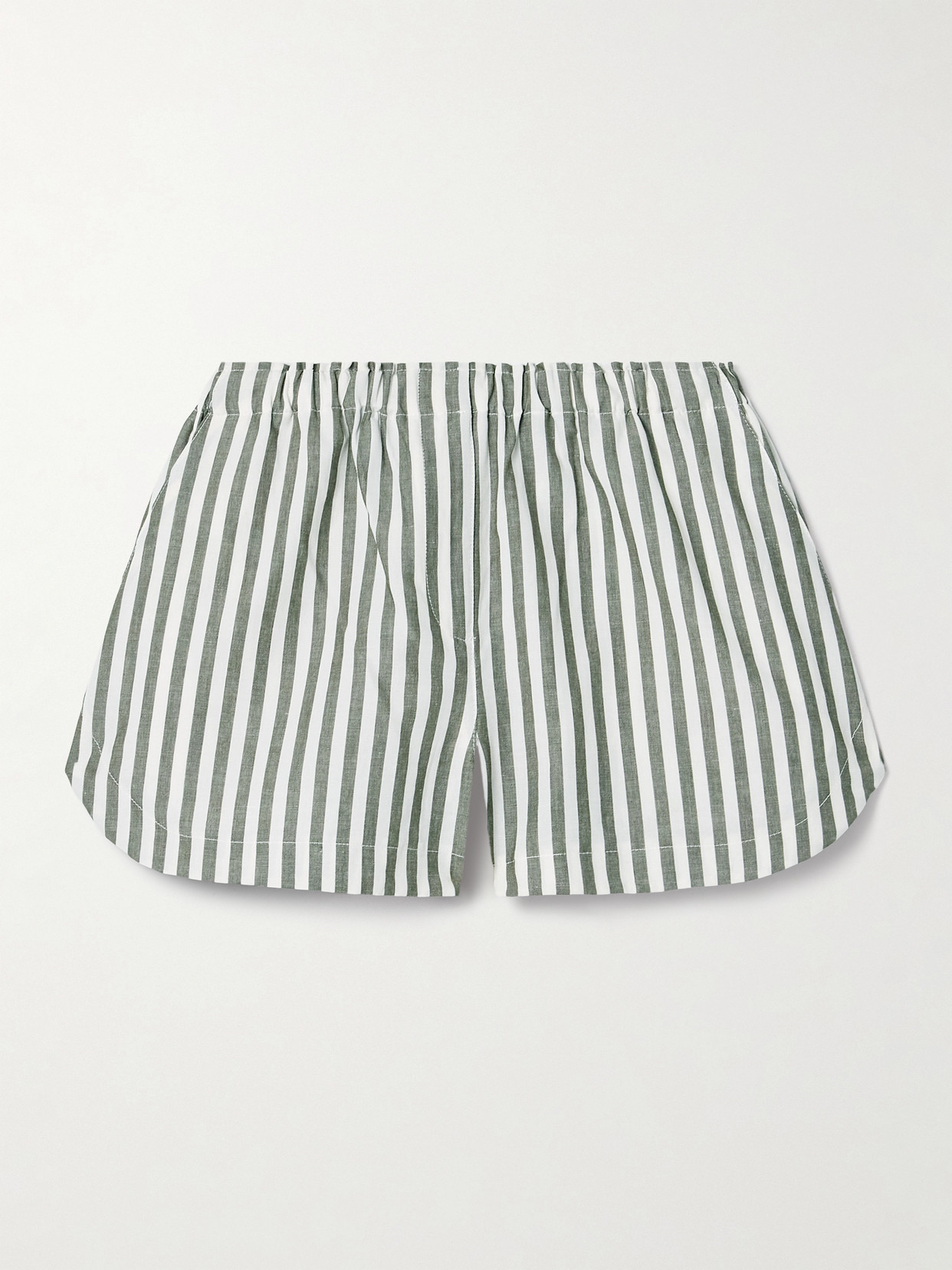 La Ligne Macaulay Striped Cotton And Linen-blend Shorts In Multi