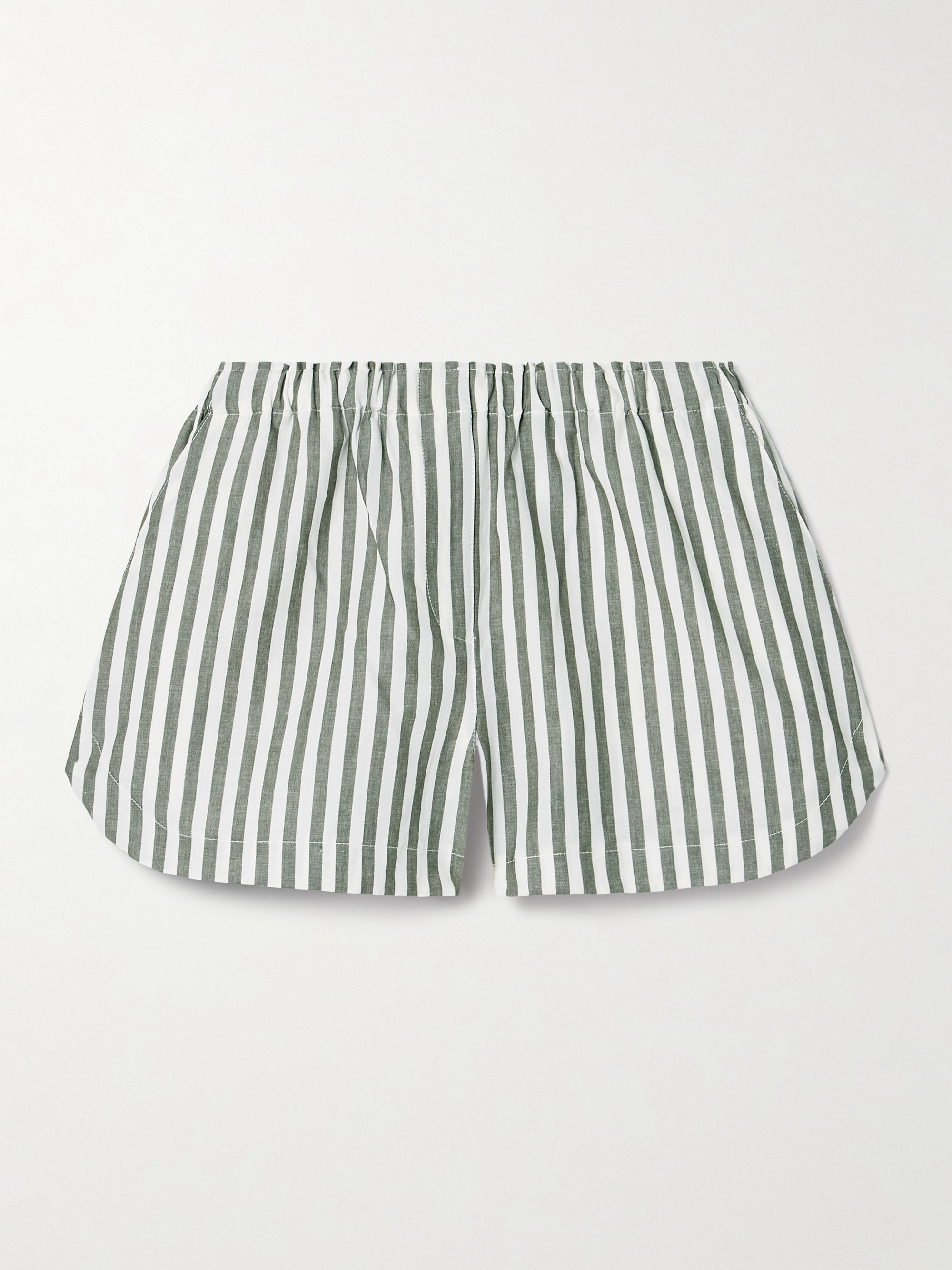 La Ligne Macaulay striped cotton and linen-blend shorts thumbnail
