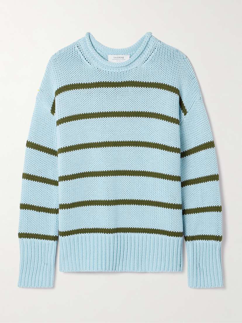 La Ligne Marina Striped Cotton Sweater - x large