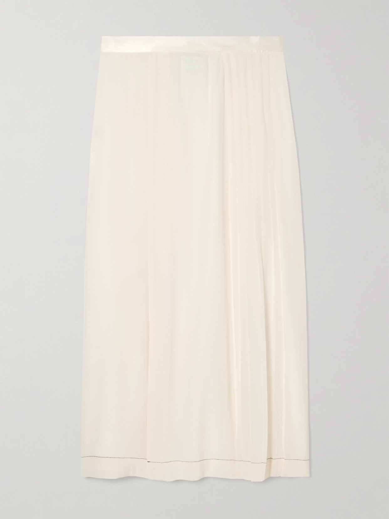 La Ligne - Pintucked Silk Midi Skirt - Ivory