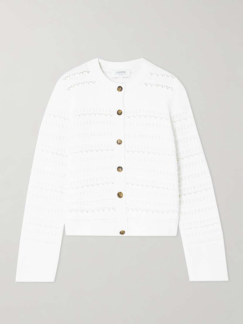 La Ligne Catroux Pointelle-knit Cotton-blend Cardigan - x large