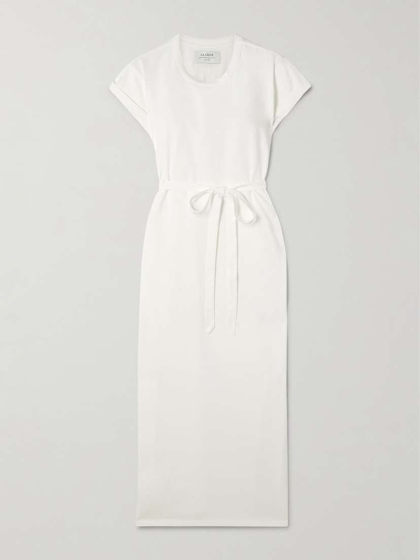 La Ligne Andie Belted Cotton-jersey Midi Dress - x large