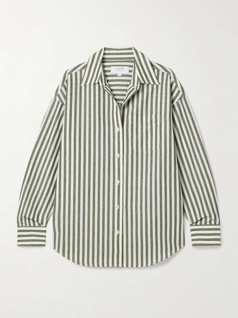 La Ligne Jackie Striped Cotton And Linen-blend Shirt - x large