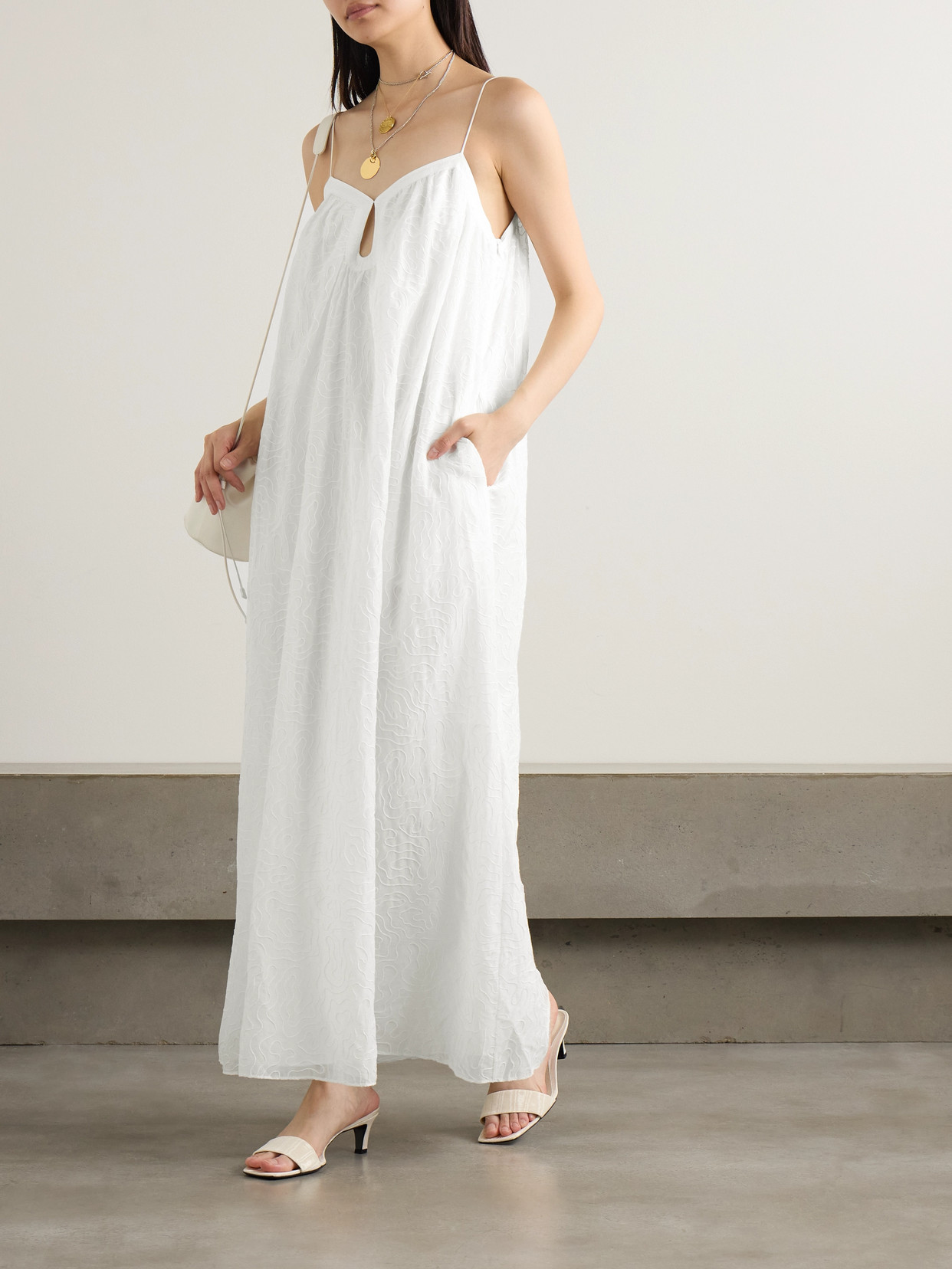 La Ligne Demeter Embroidered Cotton And Silk-blend Maxi Dress In Ivory
