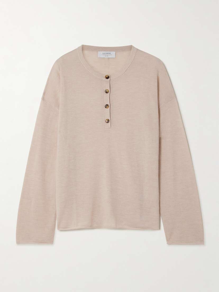 La Ligne Oversized Cashmere Henley Sweater