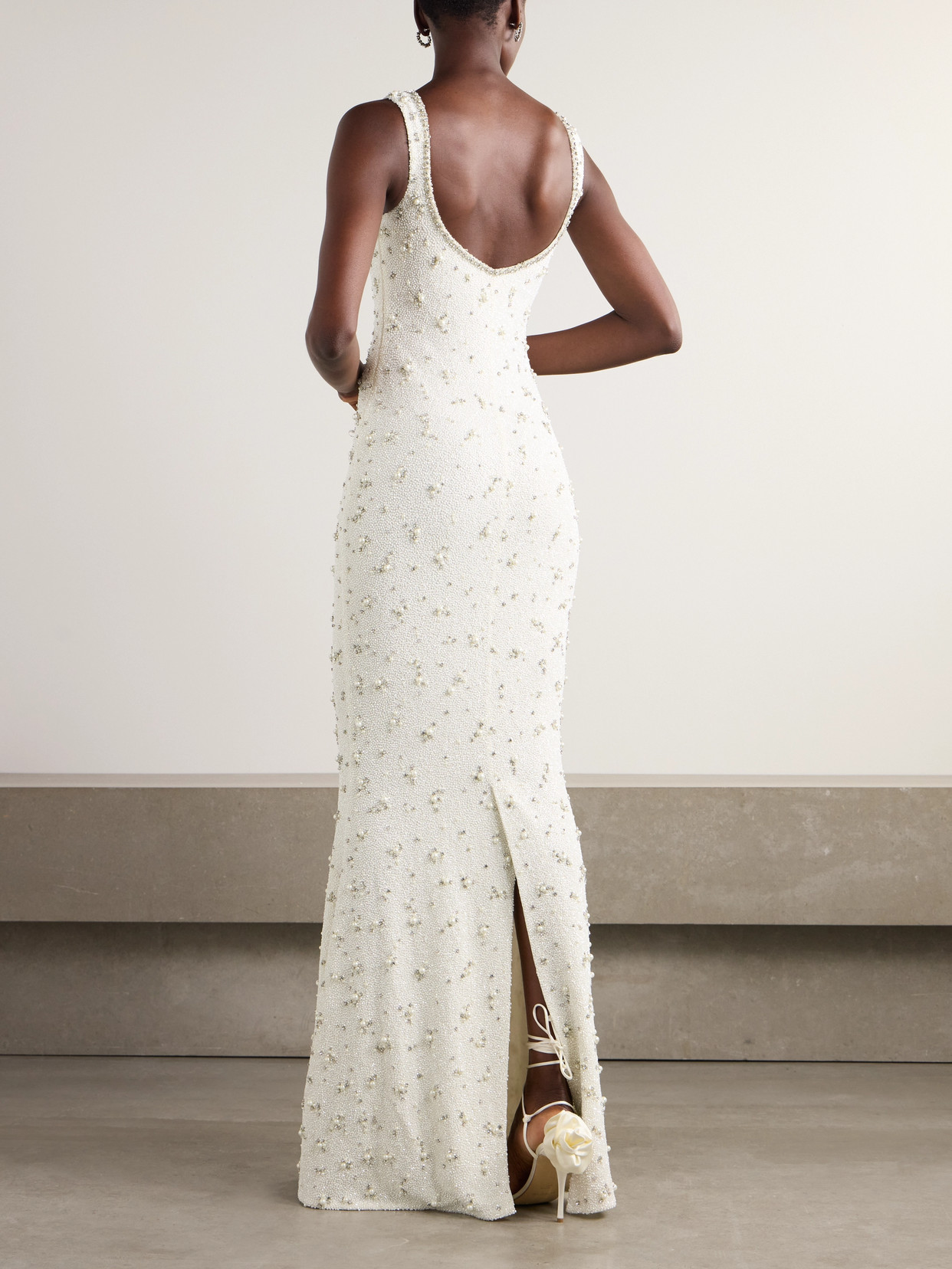 Clio Peppiatt Embellished Stretch-tulle Gown In Ivory