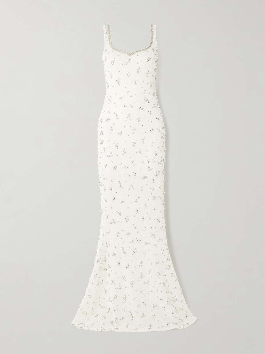 embellished stretch-tulle gown