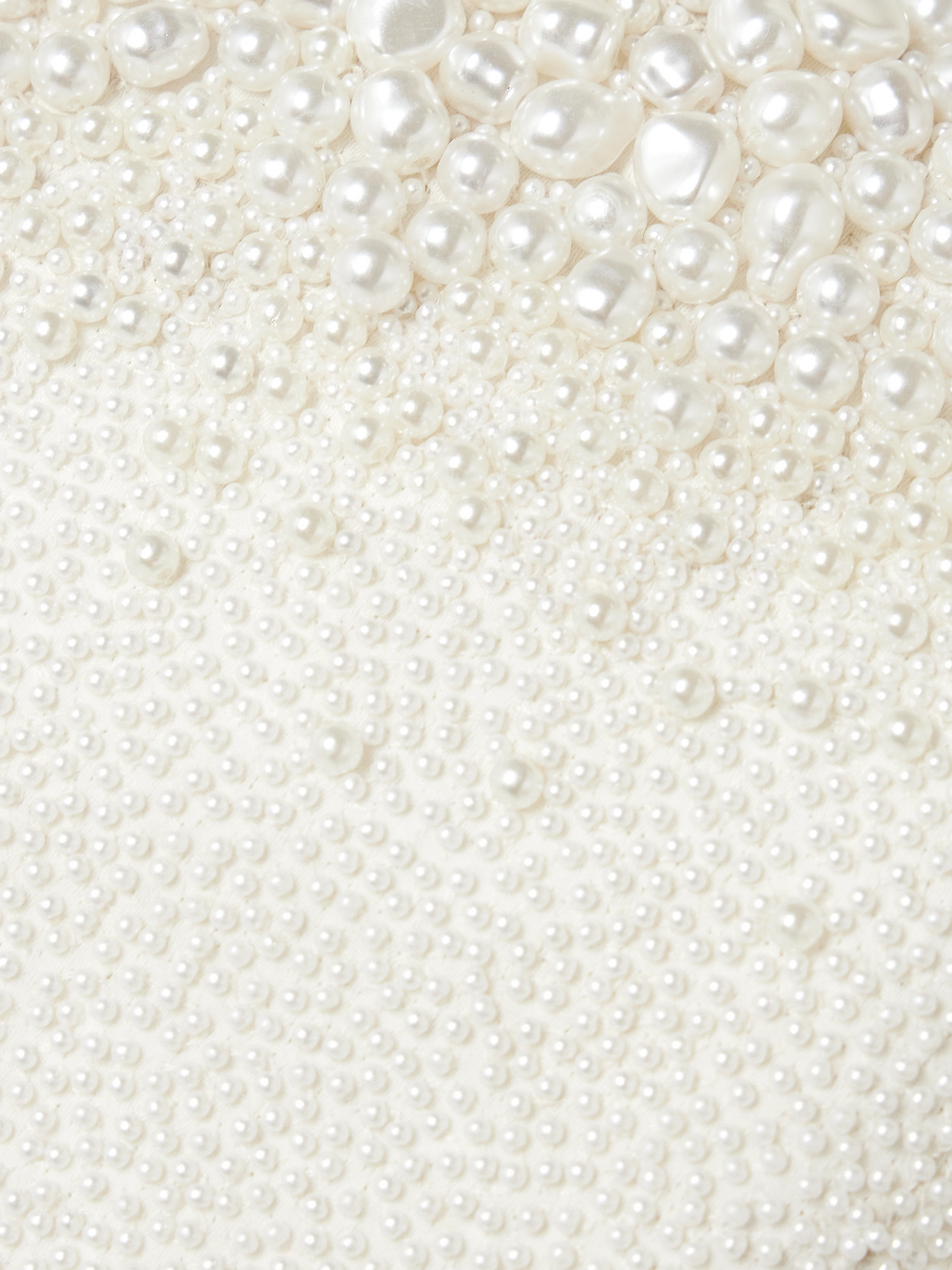 Clio Peppiatt Olympia Strapless Faux Pearl-embellished Stretch-tulle Mini Dress In Ivory
