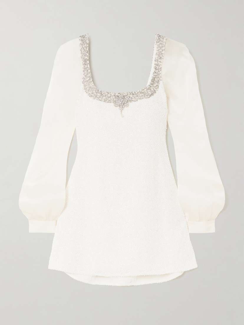 Clio Peppiatt Daisy Crystal And Bead-embellished Stretch-tulle Mini Dress